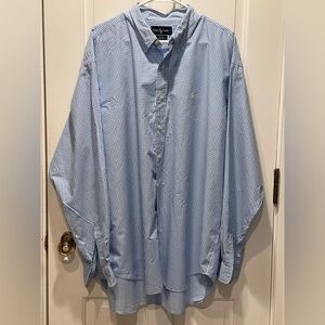 Ralph Lauren Blake Men's Blue/White Gingham Long Sleeve 100% Cotton 2XL